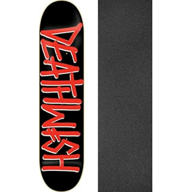 Bundle of 2 Items 8 x 31.5 with Black Magic Black Griptape Deathwish Skateboards Deathspray Black/Red Skateboard Deck